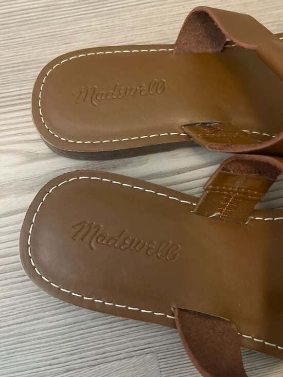 Madewell The Boardwalk H-Strap Slide Sandals in English Saddle Leather Size 9.5 - Picture 4 of 7